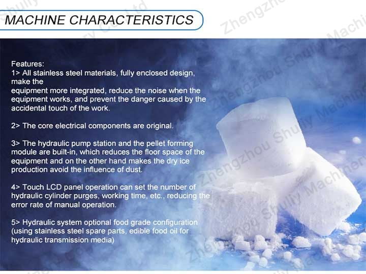 Dry ice cube making machine features